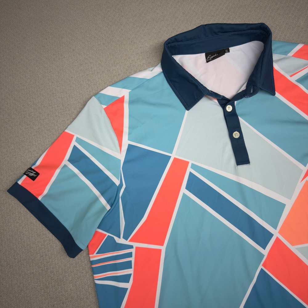 Sunday Swagger Polo Shirt Mens XL Geometric Abstract Golf Performance Stretch - Picture 3 of 7